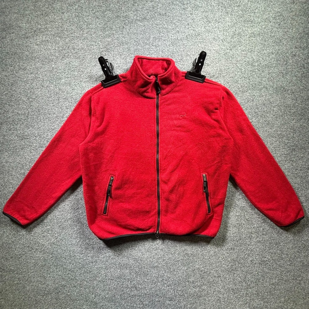 Cuffy’s of Cape Cod Track Jacket Mens Medium Red Fleece Full Zip Pockets Outdoor